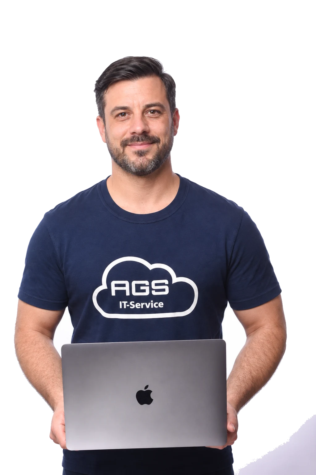Mitarbeiter von AGS IT-Service mit Laptop