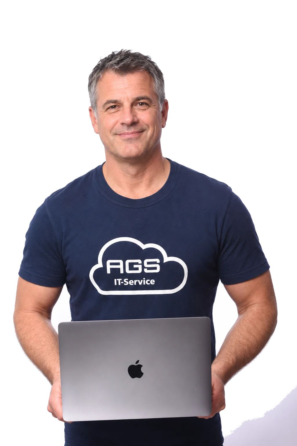 Erfahrener Mitarbeiter von AGS IT-Service mit Laptop